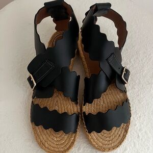 Black Scalloped Chloe Sandals
